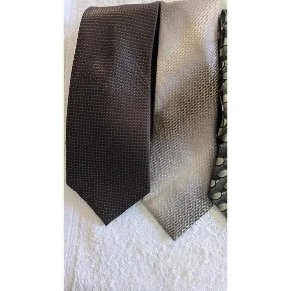 Lot of four gray/brown neutral silk ties, neck ties. Business wear, classic - Picture 3 of 4